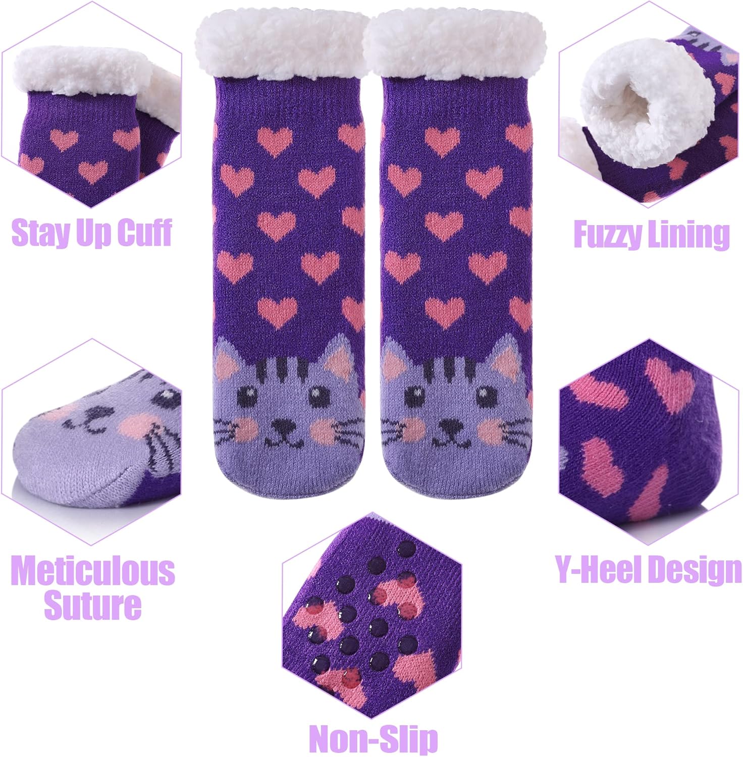 Truehan Kids Winter Fuzzy Slipper Socks for Boys and Girls