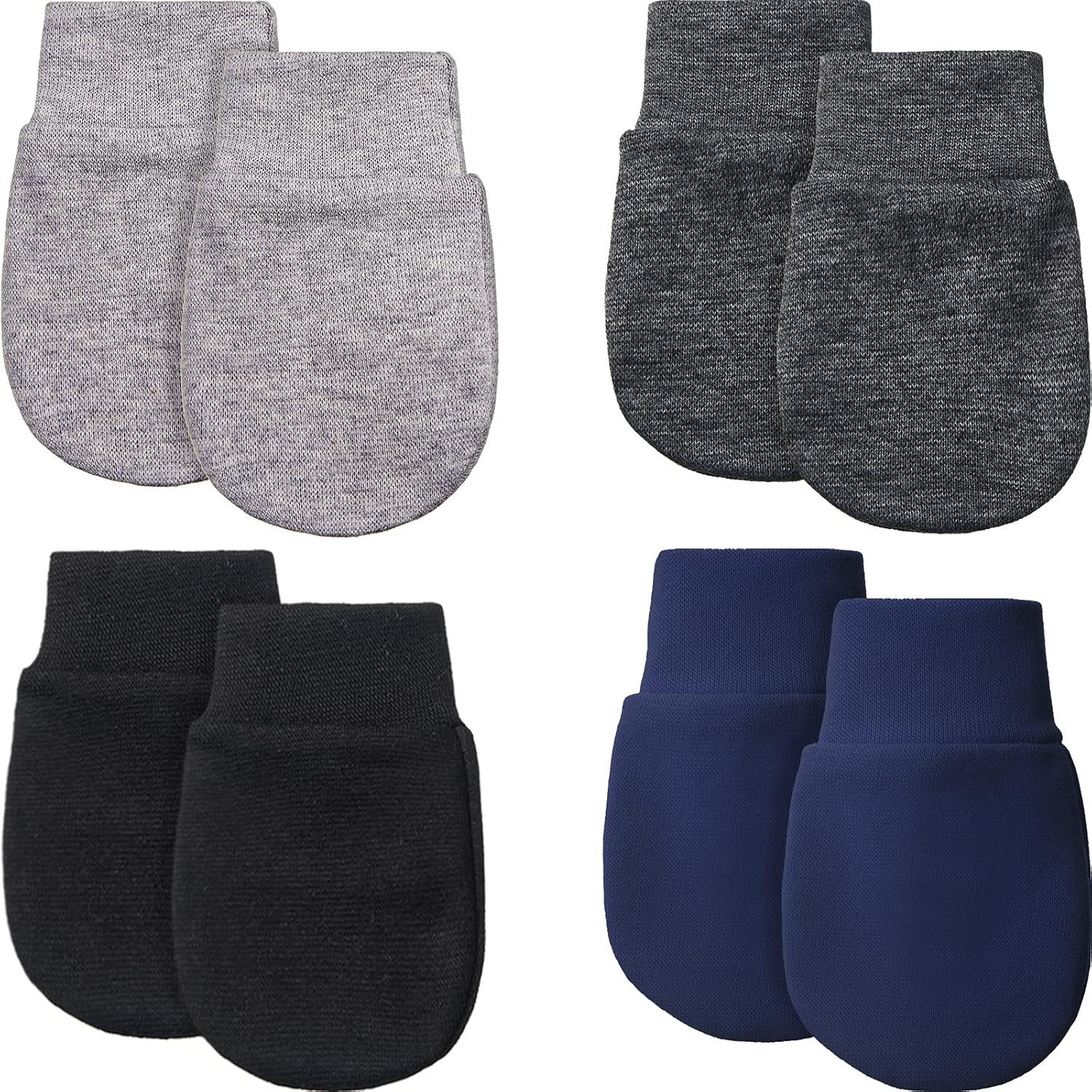 4-Pair 0-6 Mo Newborn Mitten Gloves Soft Washable No Scratch