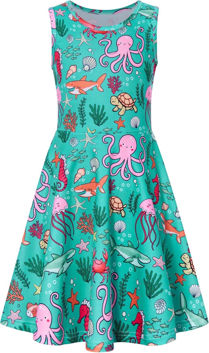 RAISEVERN Girls Summer Casual Swing Sundress 4-15 Years