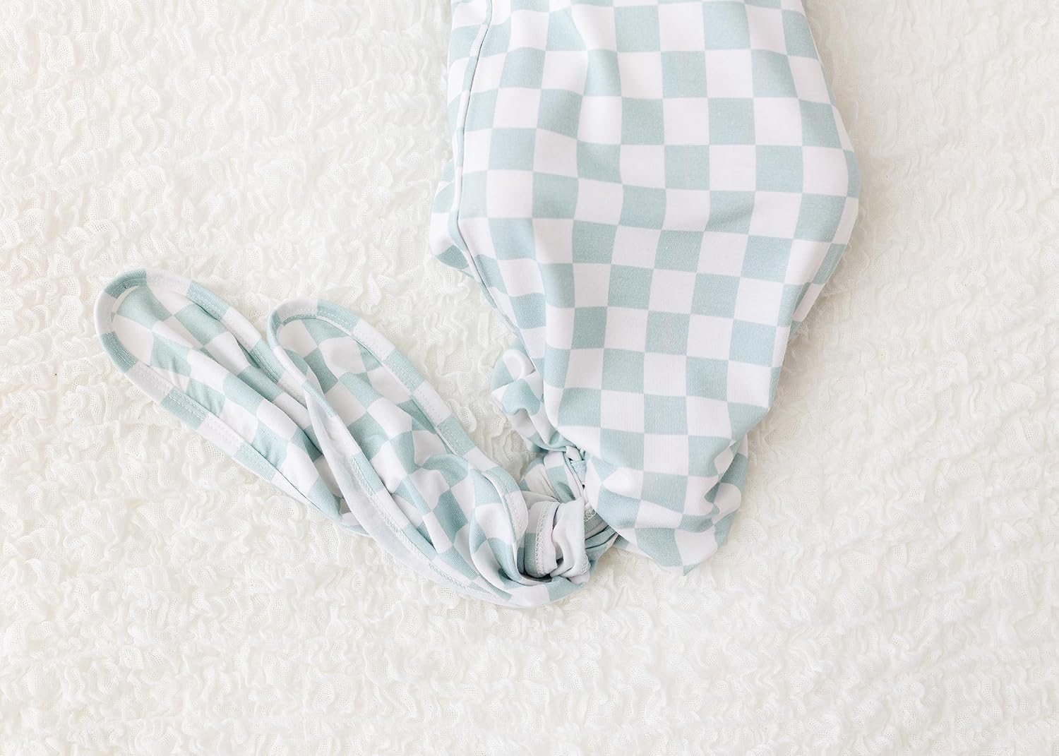 Checkered Knotted Gown Nighttime Robe for Baby Bamboo Fabric Adjustable Cozy