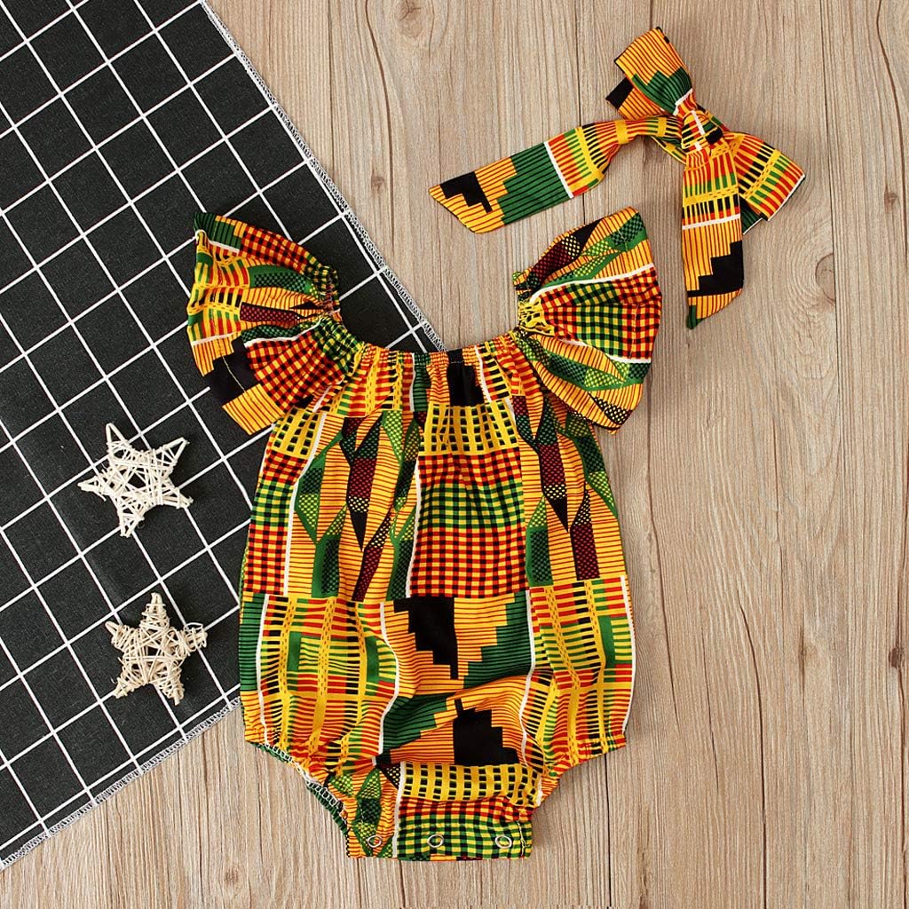 African Style Toddler Romper Set with Headband