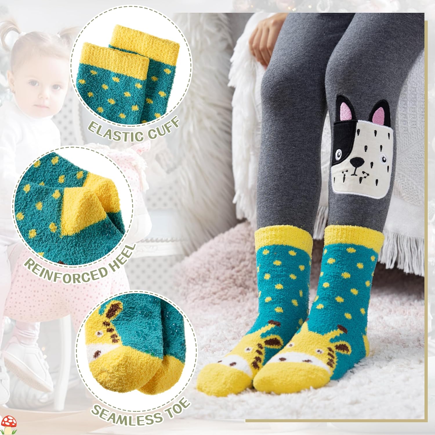 Wheets Fuzzy Socks With Grips