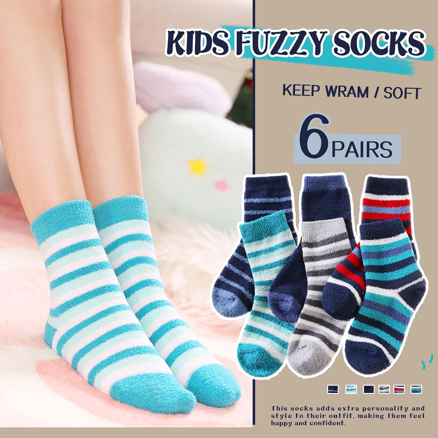 SeeyAN Kids Fuzzy Slipper Socks Boys Girls Thermal Winter Socks