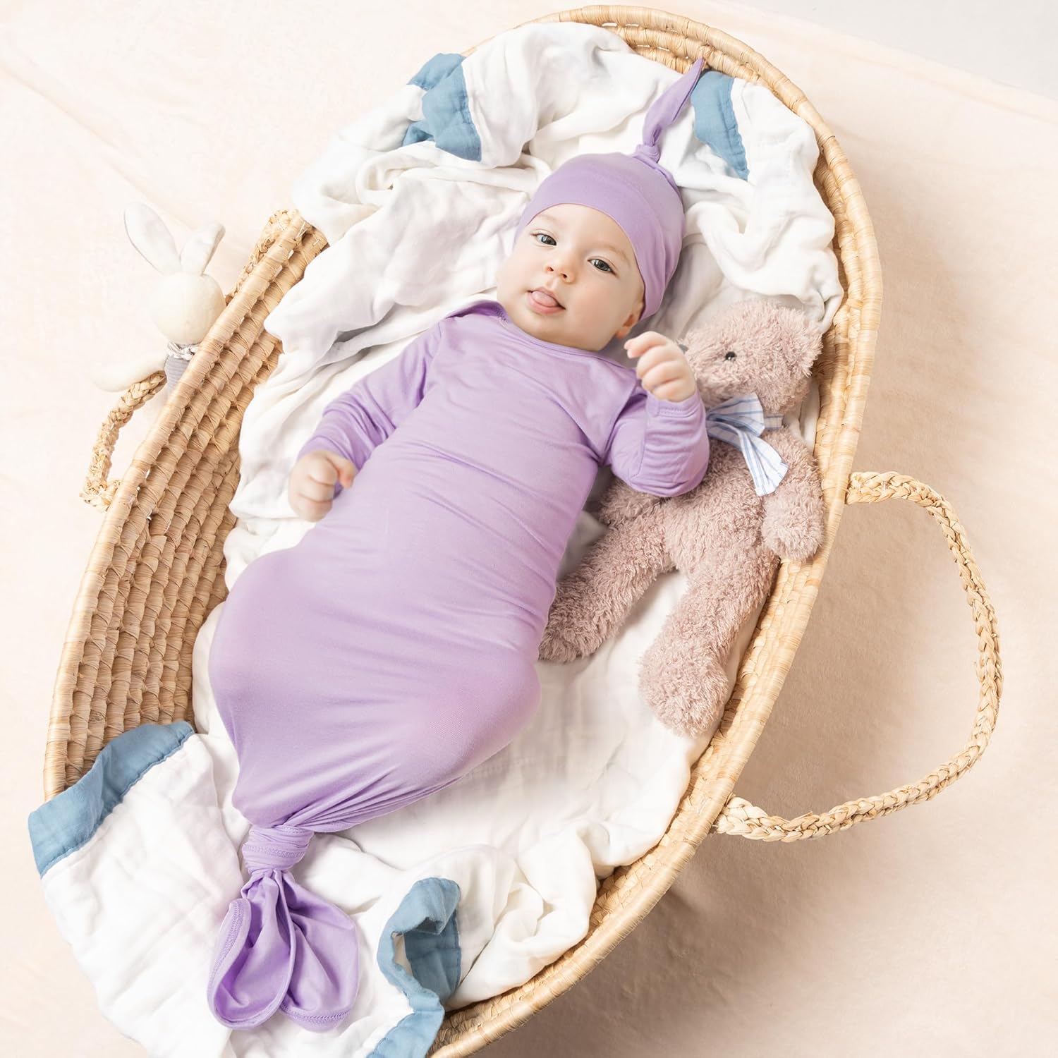 Baby Noah Knotted Gown Set for Newborns