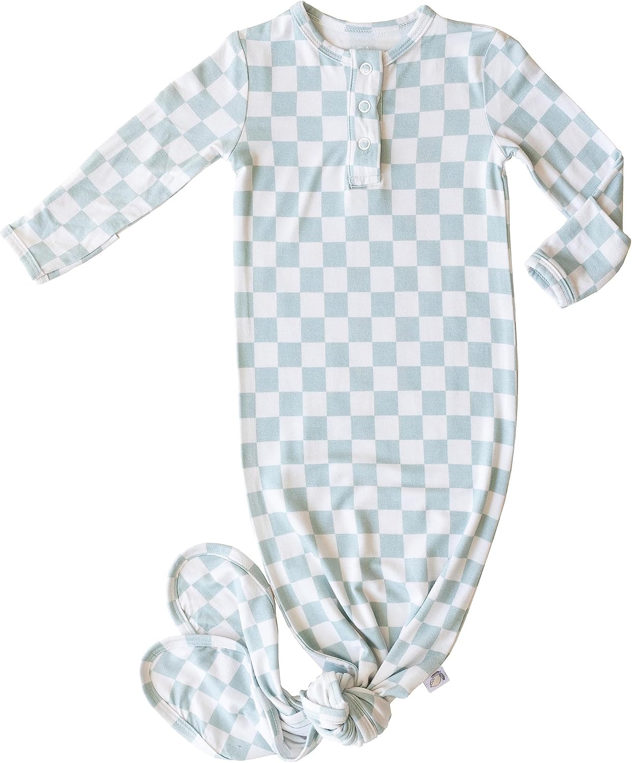 Checkered Knotted Gown Nighttime Robe for Baby Bamboo Fabric Adjustable Cozy
