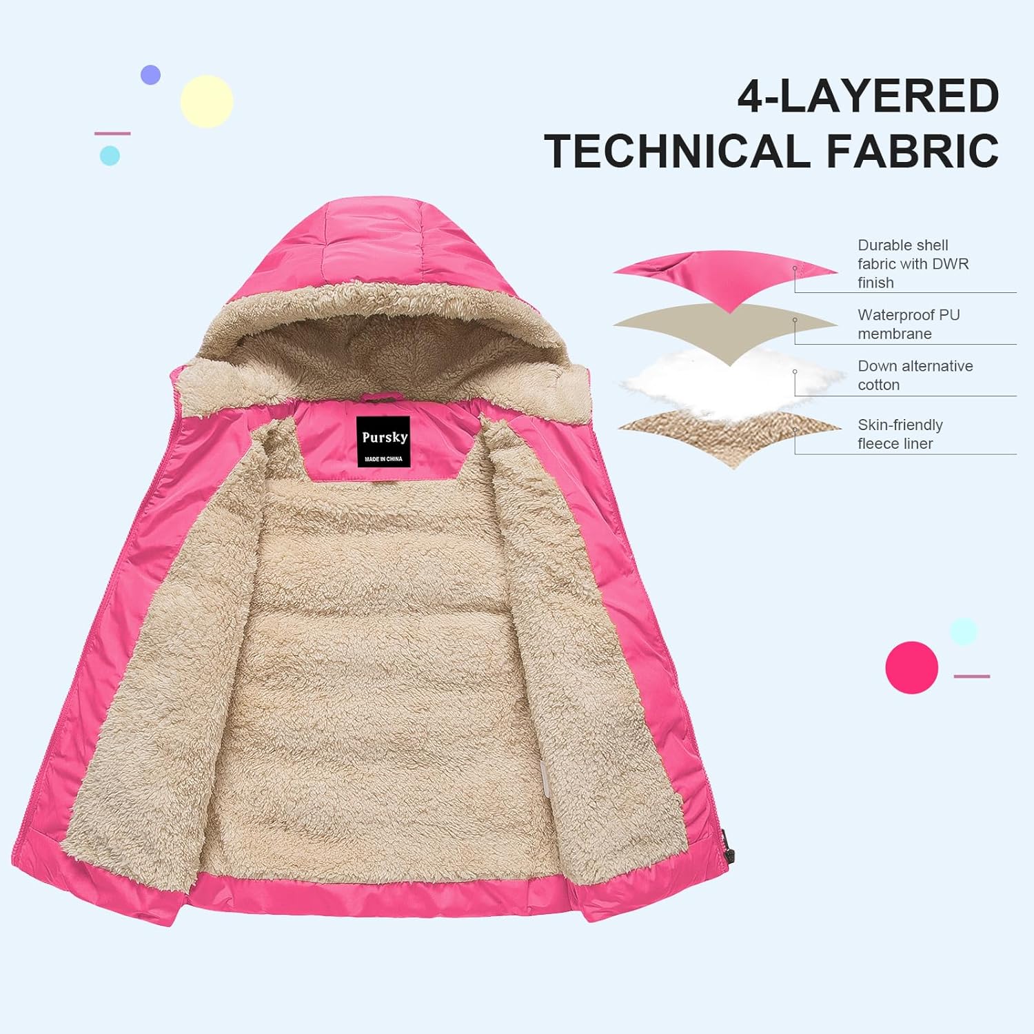 Pursky Childrens Hooded Puffer Vest Warm Outerwear