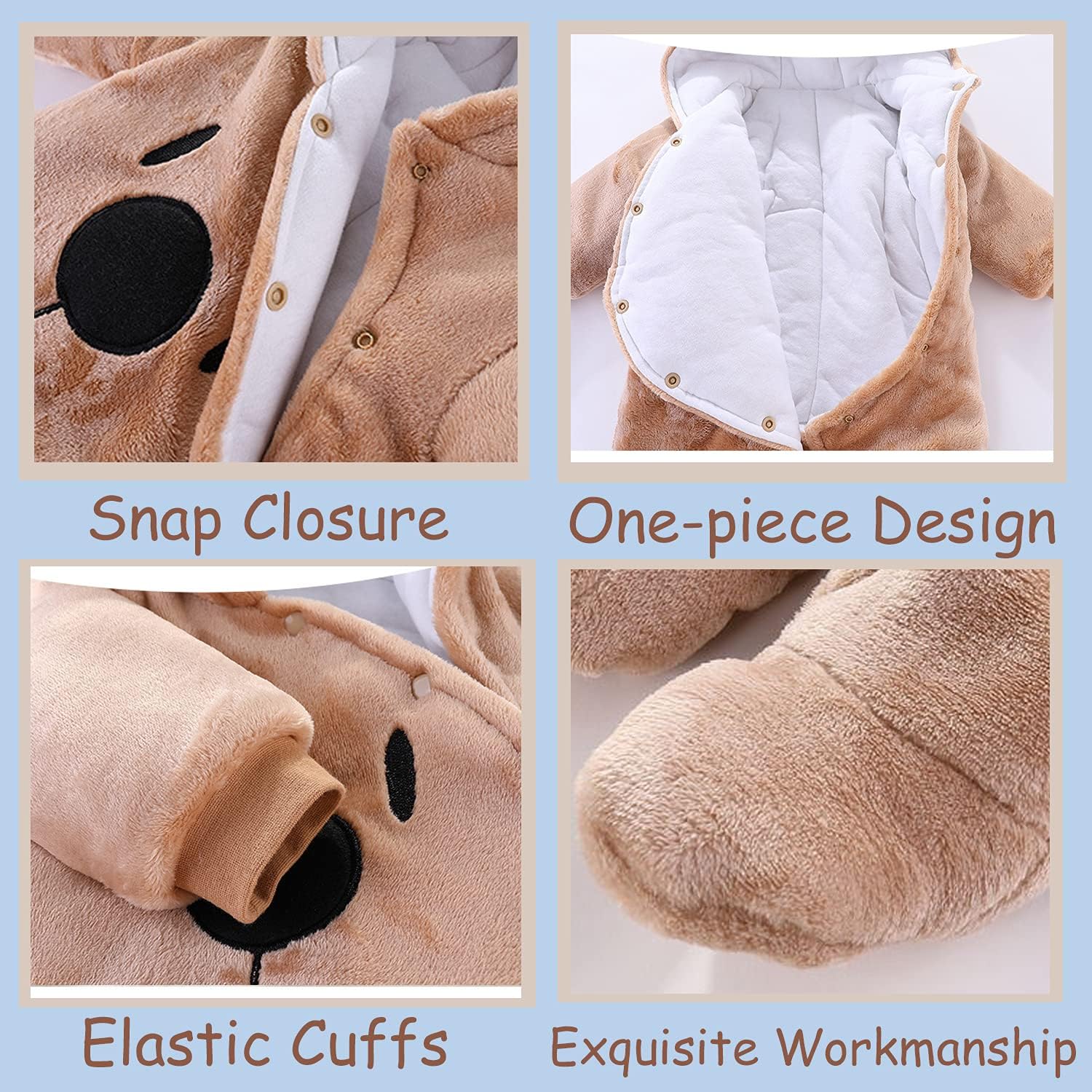BOZWELL Newborn Bear Snowsuit Romper Winter Child