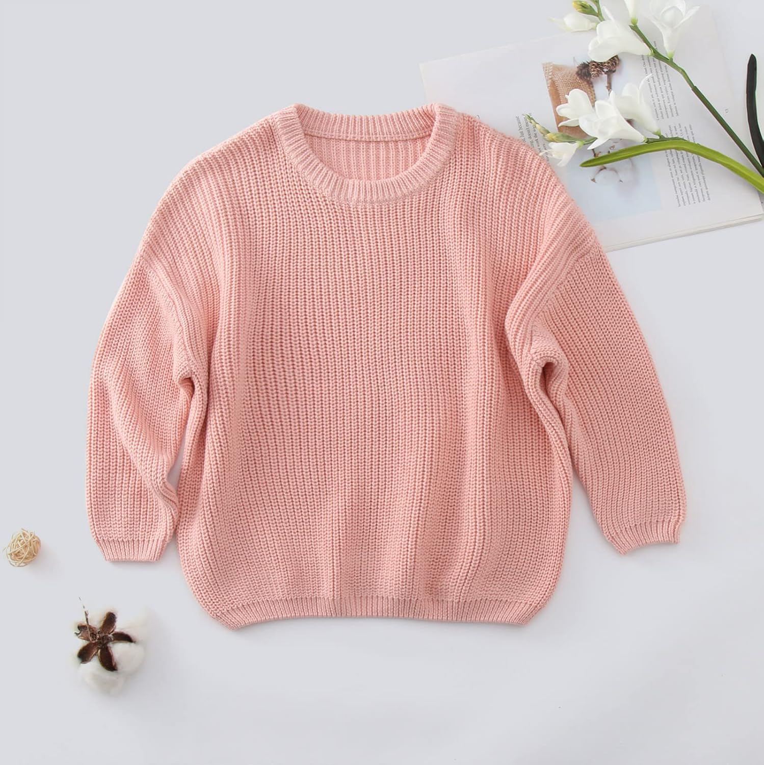 Chunky Knit Crewneck Sweater for Toddler Baby