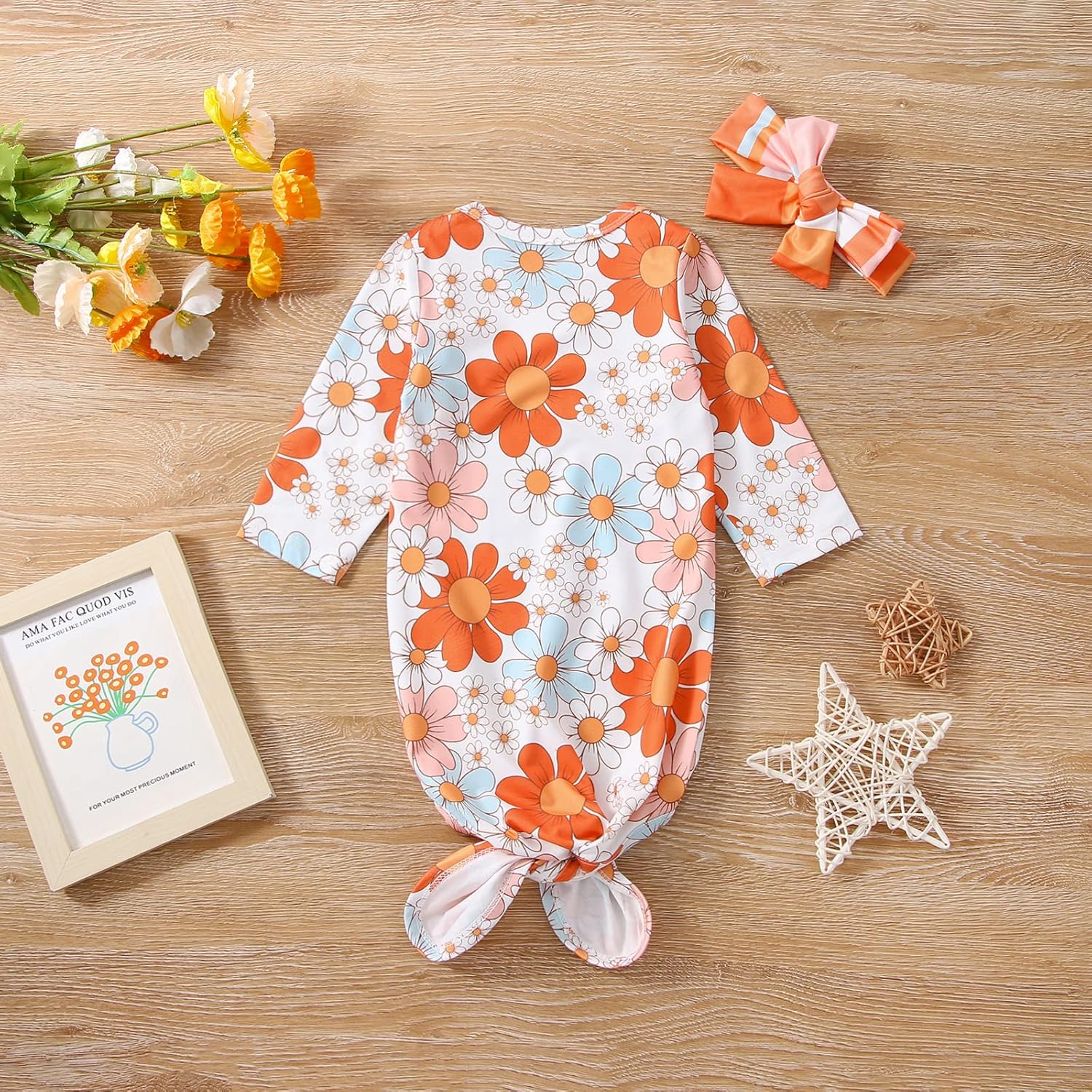 FIOMVA Newborn Baby Girl Boy Knotted Nightgown