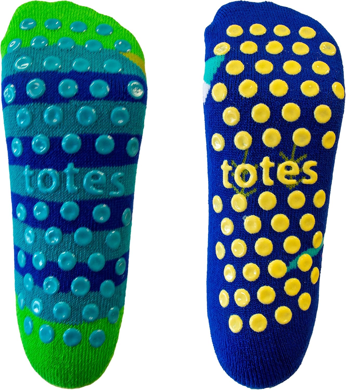 Totes Boys Cozy Slipper Socks with Dino Grips 2 Pack