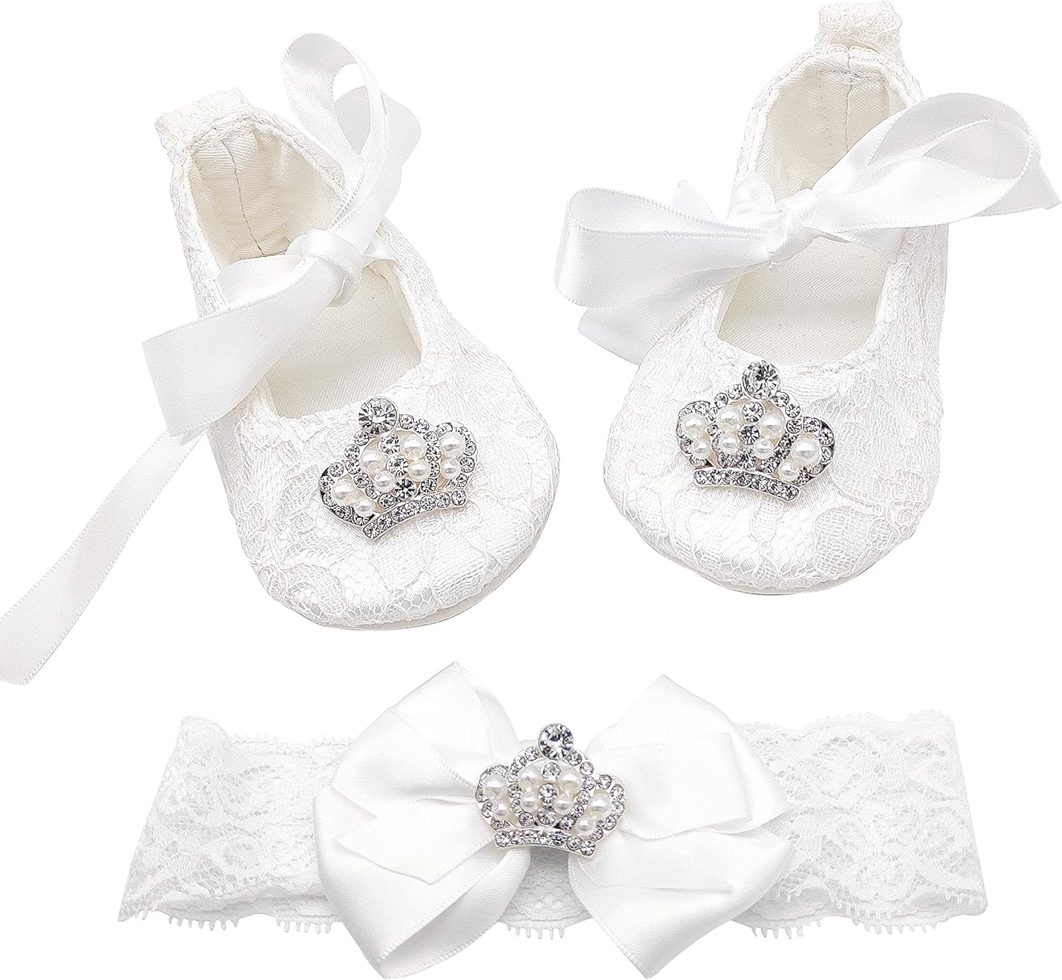 Glamulice Baby Christening Shoes Headband Set
